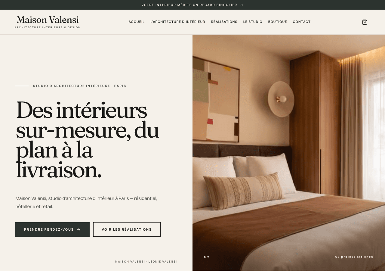 Site vitrine Maison Valensi